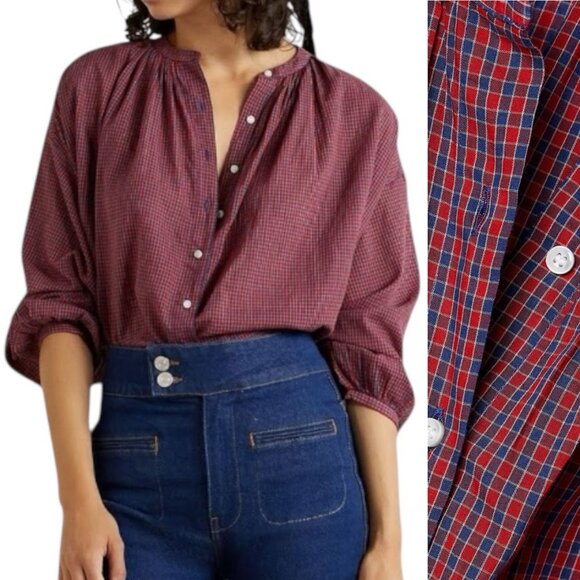 Doen Tops - New Doen The Jane Blouse Size XL In Rossendale Valley Plaid